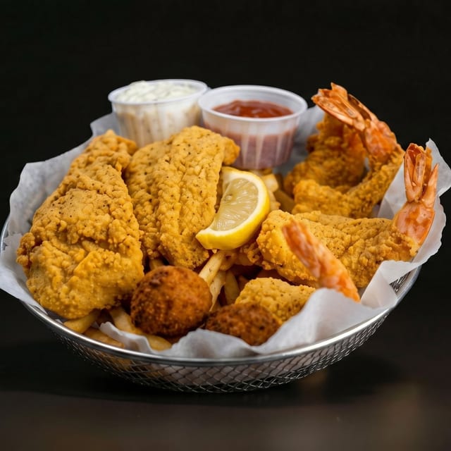 Fried Seafood & Chicken Basket.